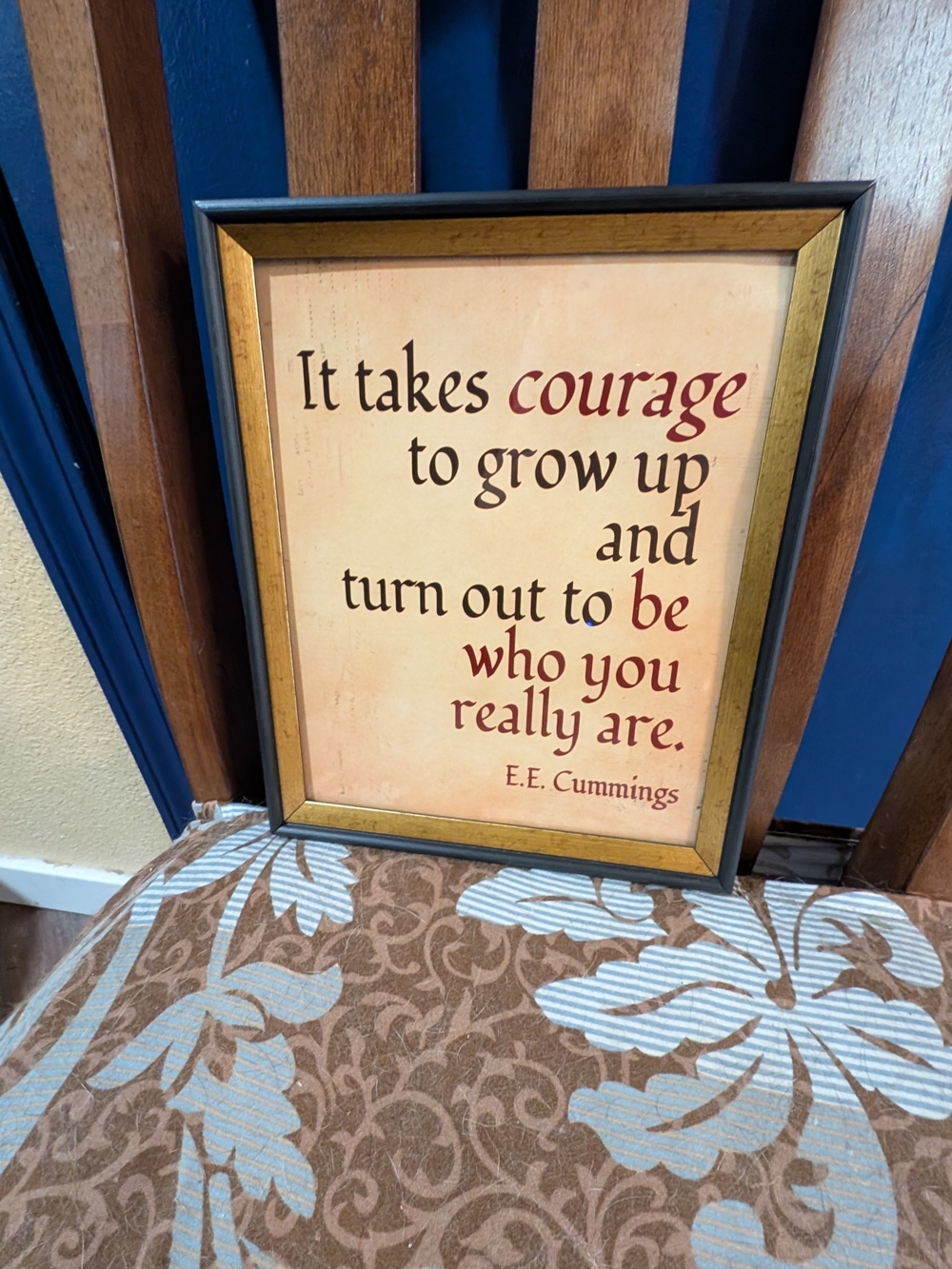 E E Cummings Inspirational Quote Framed Wall Art Courage 9 x 11